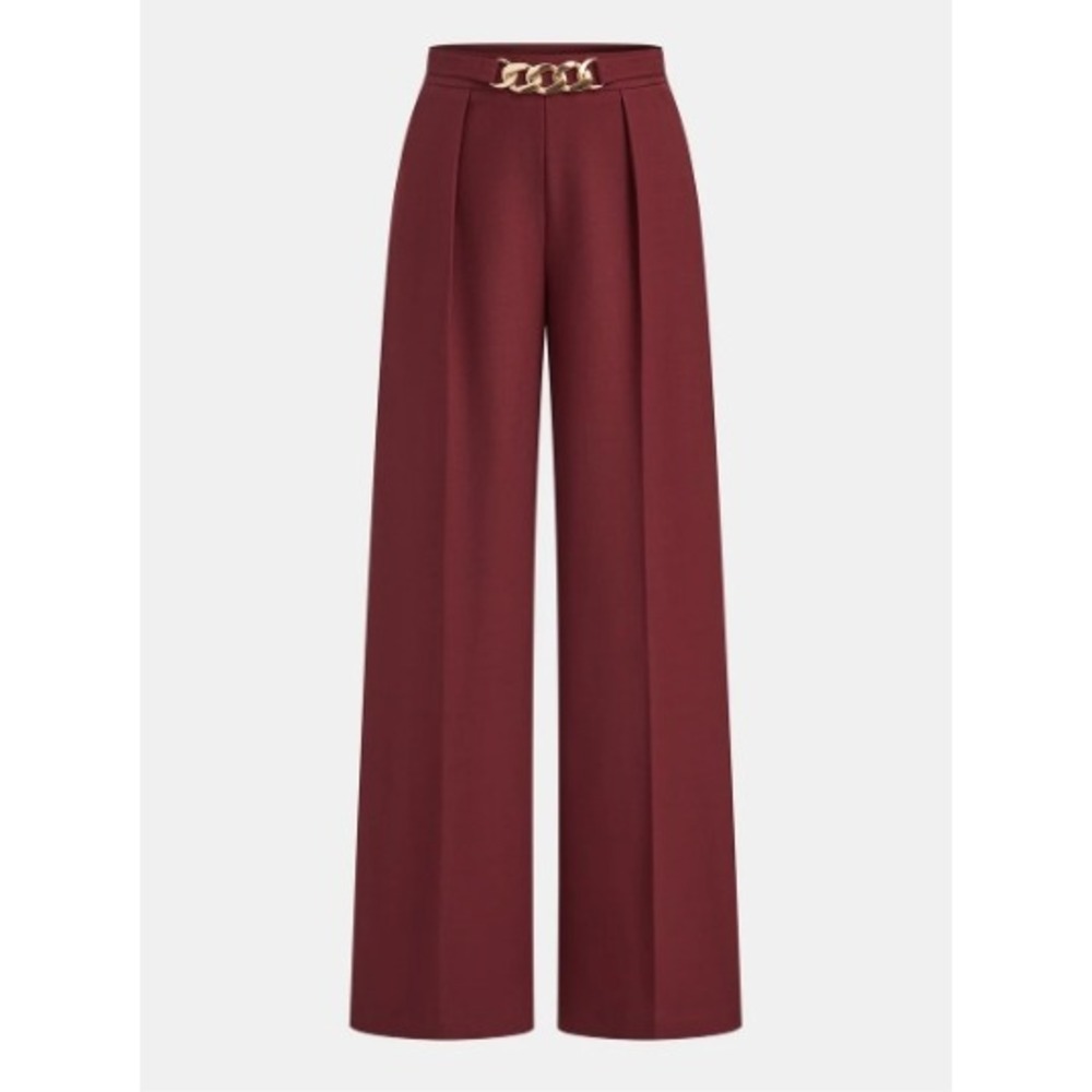 Commense High Waisted Chain Pleated Wide Leg Pants Women Size L